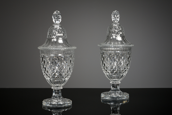 Pair of cut crystal ginger jars
