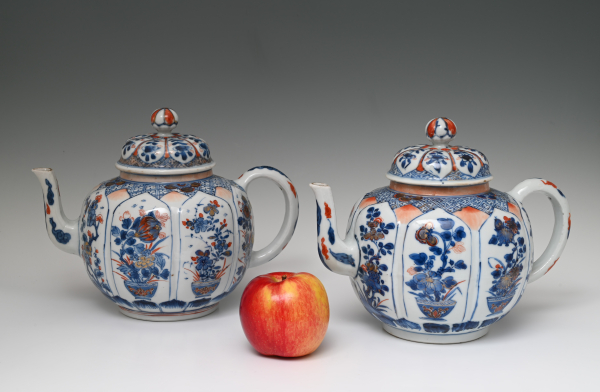 A pair of large Chinese Imari teapots