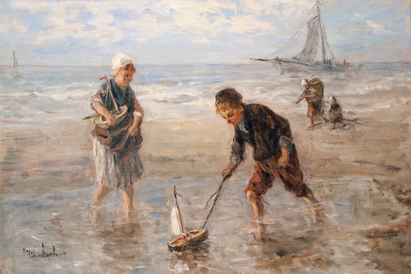 Spelende kinderen op het strand - Josef Israels