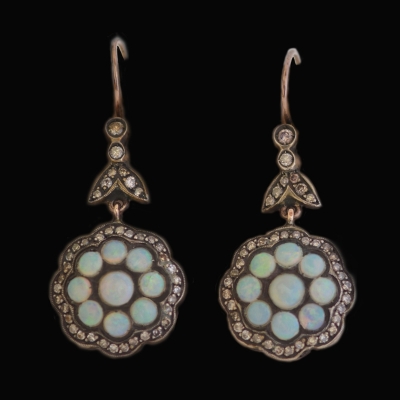 Diamond and opal earrings