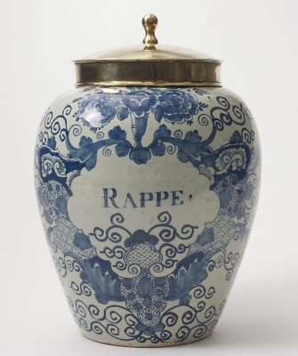 A Tobaccojar in Dutch Delft - Inscription ' RAPPE '