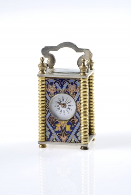 A decorative miniature carriage clock, 8 day,  enamel, Melik Watch Co. Fab. Suisse, circa 1920.