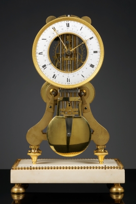 French Louis XVI Skeleton Clock, Robert Robin