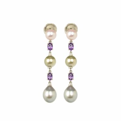 Buchwald 18 Carat White Gold Pearl Earrings - Buchwald