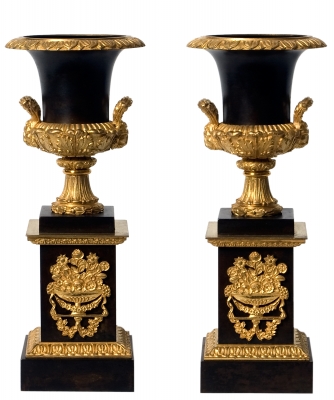 A Pair of French Coupes in Ormulu and Patinated Bronze