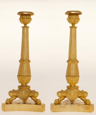 A Pair of Charles X Candlesticks in Ormolu Bronze