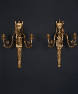 A Pair of Three-Branch XVI Style Wall-Lights