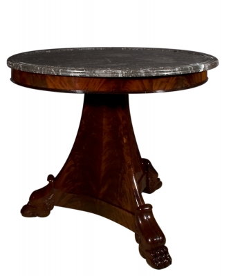 A Mahogany Empire Center Table with Marble Top