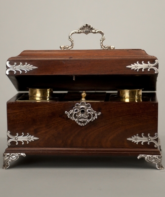 A Silvermounted Mahogany Teacaddy