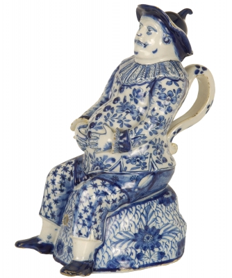 A Blue and White Figural Cistern and Cover in Dutch Delftware