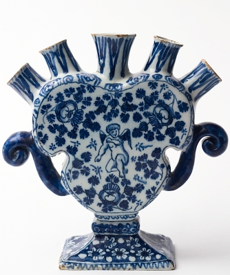 A Flower Vase in Blue Delftware