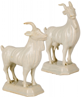 A Pair of White Goats in Dutch Delftware