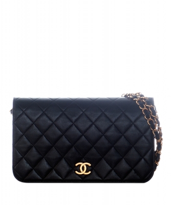 Chanel Black Leather Quilted Full Flap Bag - Chanel