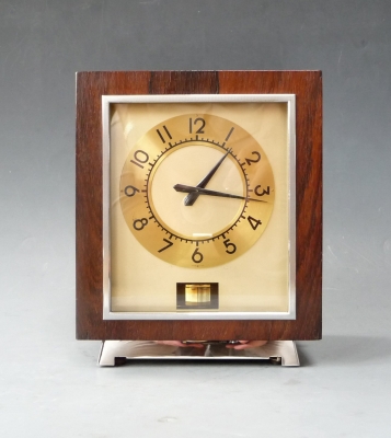 A fine and rare model Atmos clock,  rosewood and chrome, Jaeger LeCoultre ca. 1942.