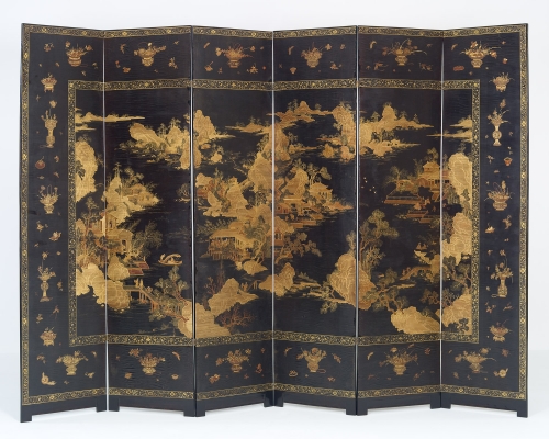 Japanese Six-fold Lacquered Screen