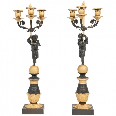 A great pair of Empire/Charles X candleholders circa 1830