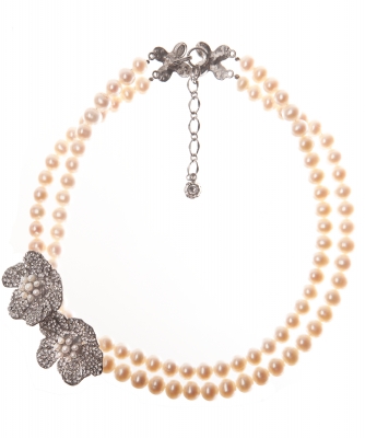 Siman Tu Two Strand Fresh Water Pearl & Crystal Necklace - Siman Tu