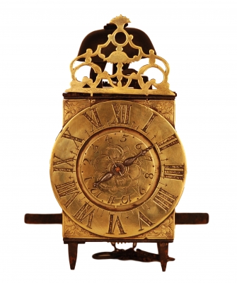 LA13 Early miniature French lantern alarm clock in unrestored original condition