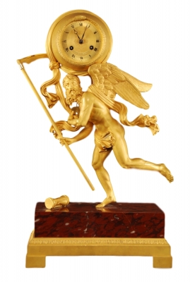 M69 Gilt bronze and marble 'Father Time' clock