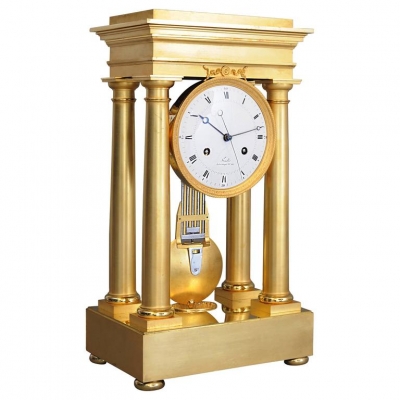High quality early Empire four pillar mantel clock by Dieudonné Kinable