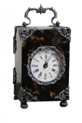 C12 Tortoise and silver travel clock