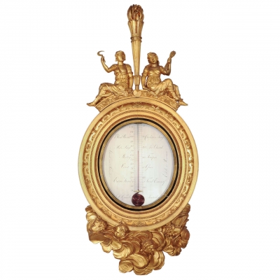 An Imposing Dutch Carved Gilt wood Thermometer, signed
