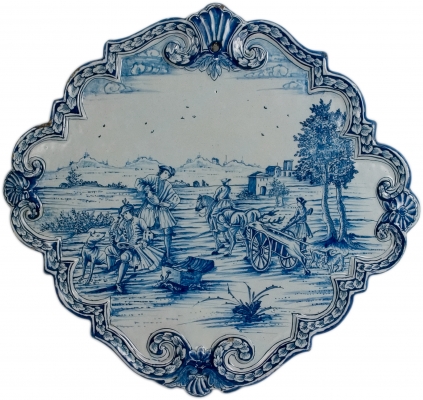 A Blue and White Plaque in Dutch Delftware