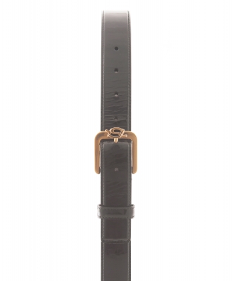 Yves Saint Laurent Monogram Black Patent Leather Buckle Belt - Yves Saint Laurent