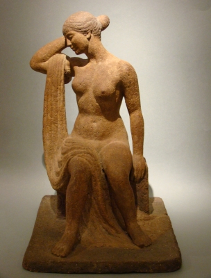 Terracotta by Charles Weddepohl: a sitting lady - Charles Weddepohl