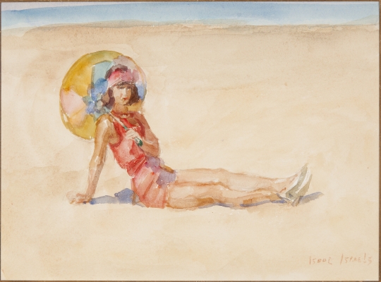 Dame met parasol op het strand van Viareggio - Isaac Israëls