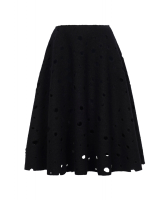 J.W. Anderson Black Wool Perforated A-Line Skirt - J.W. Anderson