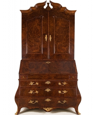 A Louis XV Burr - walnut Bureau Cabinet