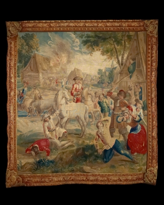 Brussels Wall Tapestry depicting The Plundering, attributed to Jérome le Clerc and Jacques van der Bocht I