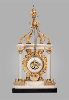 Imposing Monumental Louis XVI Temple Mantel Clock, circa 1780