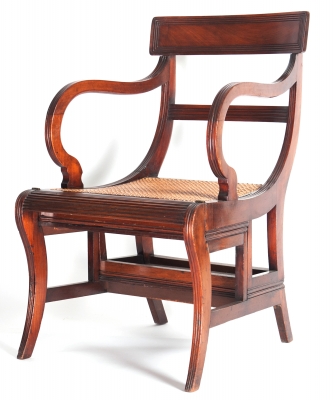 A Regency Mahogany Metamorphic Library Chair/Steps