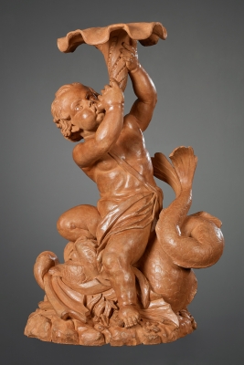Flemish Terracotta sculpture of Triton on a Dolphin