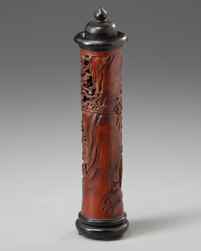 A Chinese wooden incense holder OAA