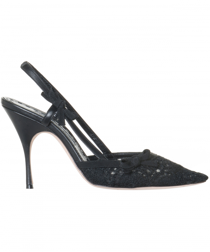 Manolo Blahnik Black Lace Slingbacks - Manolo Blahnik | ArtListings