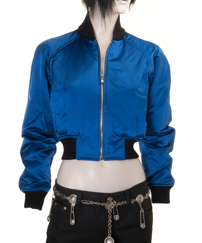 Dolce & Gabbana Blue Silk Bomber Jacket - Dolce & Gabbana | La Doyenne