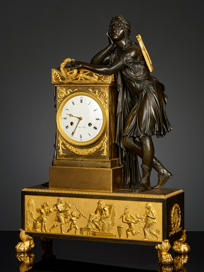 French Empire Mantel Clock Depicting Orpheus 