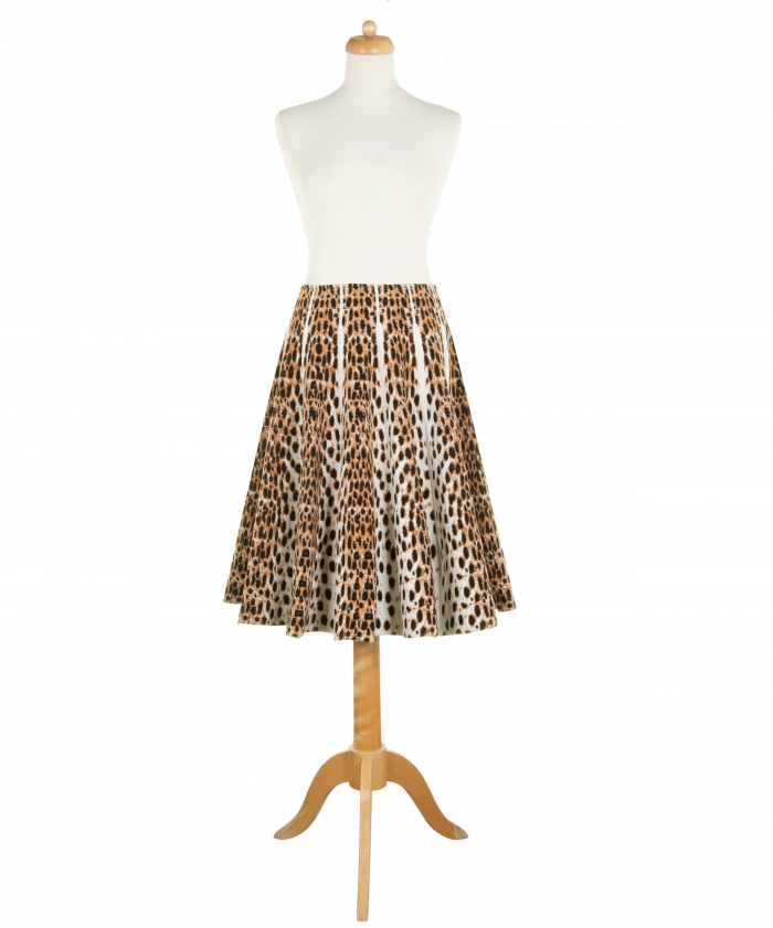 Azzedine Alaïa Cheetah Print Wool Midi Flared Skirt - Azzedine 