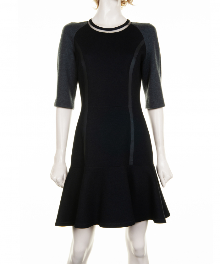Fendi Paneled Black and Grey Wool Mini Dress - Fendi