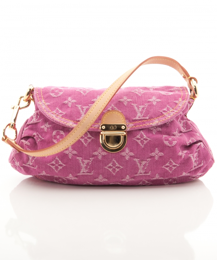 Louis Vuitton Fuchsia Denim Monogram Denim Mini Pleaty Bag