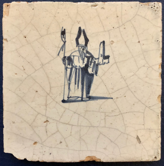 Original Antique Dutch 17th Century Blue & White Delft Tile with the ...