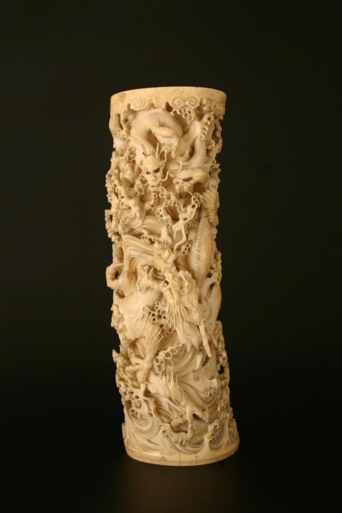 A large ivory sculpture depicting Kwannon ArtListings