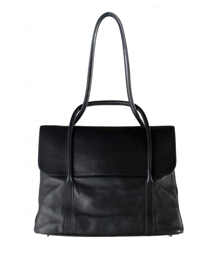 Hermès Initiale Black Leather Shoulder Bag - Hermès | La Doyenne