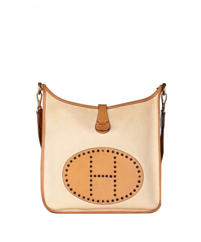 Hermes Natural Toile and Barenia Leather Evelyne I PM - Shop Hermes