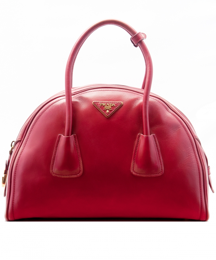 Prada Red Leather Vitello Vintage Bowler Bag - Prada | La Doyenne