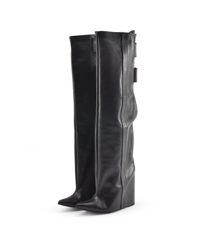 Balenciaga Black Leather Hidden Wedge Boots - Balenciaga | La Doyenne