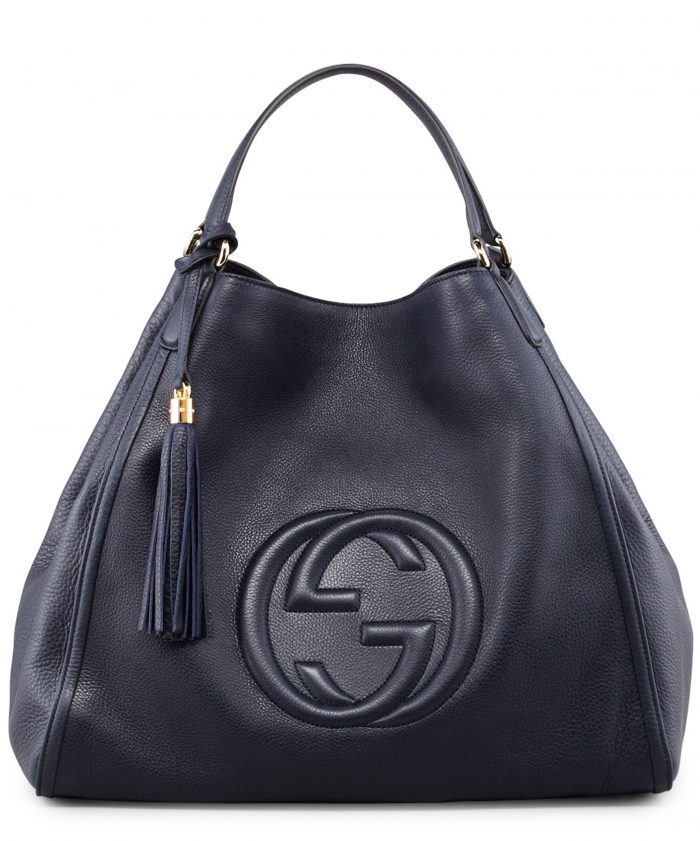 Gucci Navy Blue Soho Leather Shoulder Bag Large - Gucci | ArtListings